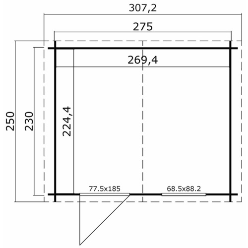 LASITA MAJA Gartenhaus »Nina«, BxHxT:  307,2 x 233,7 x 250 cm (Außenmaße inkl. Dachüberstand),  Holz - grau |  Fichte  |  6,05 m²