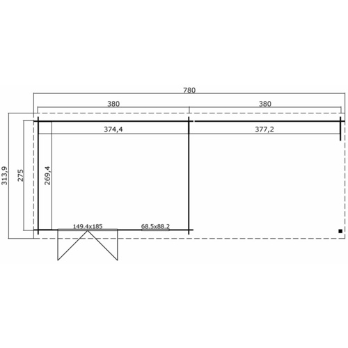 LASITA MAJA Gartenhaus »Reno«, BxHxT:  780 x 210,9 x 313,9 cm (Außenmaße inkl. Dachüberstand),  Holz - rot |  Fichte
