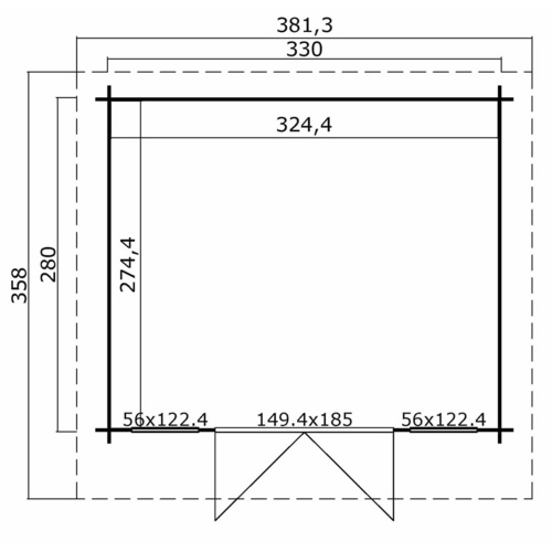 LASITA MAJA Gartenhaus »Robin«, BxHxT:  381,3 x 245,1 x 358 cm (Außenmaße inkl. Dachüberstand),  Holz - beige |  Fichte  |  8,9 m²