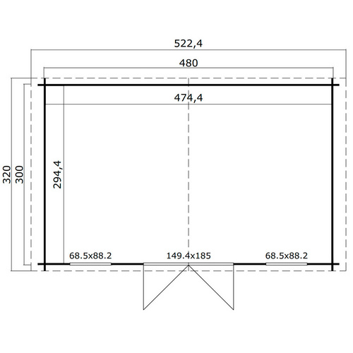 LASITA MAJA Gartenhaus »Udo«, BxHxT:  522,4 x 256,5 x 320 cm (Außenmaße inkl. Dachüberstand),  Holz - grau |  Fichte  |  13,97 m²