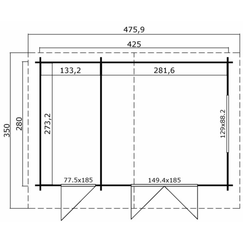 Thumbnail - LASITA MAJA Gartenhaus »Keila«, BxHxT:  475,9 x 256,5 x 350 cm (Außenmaße inkl. Dachüberstand),  Holz - grau