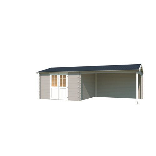 LASITA MAJA Gartenhaus »Amarillo«, BxHxT:  390 x 250,8 x 388,5 cm (Außenmaße inkl. Dachüberstand),  Holz - grau |  Fichte  |  22,85 m²