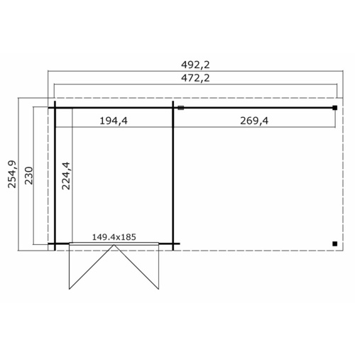 LASITA MAJA Gartenhaus »Long Beach«, BxHxT:  210 x 216,6 x 254,9 cm (Außenmaße inkl. Dachüberstand),  Holz - grau |  Fichte  |  10,47 m²