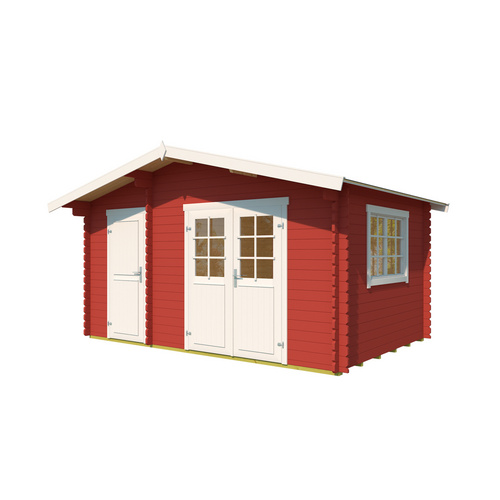 LASITA MAJA Ferienhaus »Keila«, BxHxT:  475,9 x 256,5 x 350 cm (Außenmaße inkl. Dachüberstand),  Holz - rot |  Fichte  |  11,43 m²