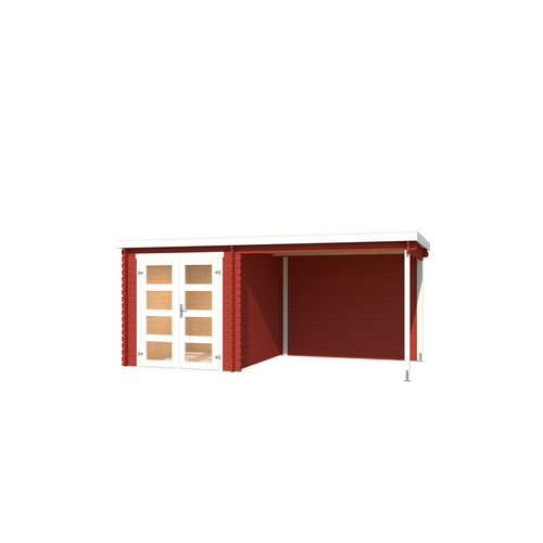 LASITA MAJA Gartenhaus »Long Beach«, BxHxT:  210 x 216,6 x 254,9 cm (Außenmaße inkl. Dachüberstand),  Holz - rot |  Fichte  |  10,47 m²