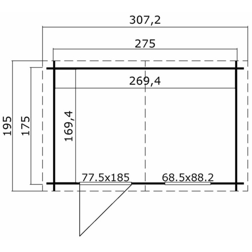 LASITA MAJA Gartenhaus »Nina«, BxHxT:  307,2 x 233,7 x 195 cm (Außenmaße inkl. Dachüberstand),  Holz - rot |  Fichte  |  4,56 m²