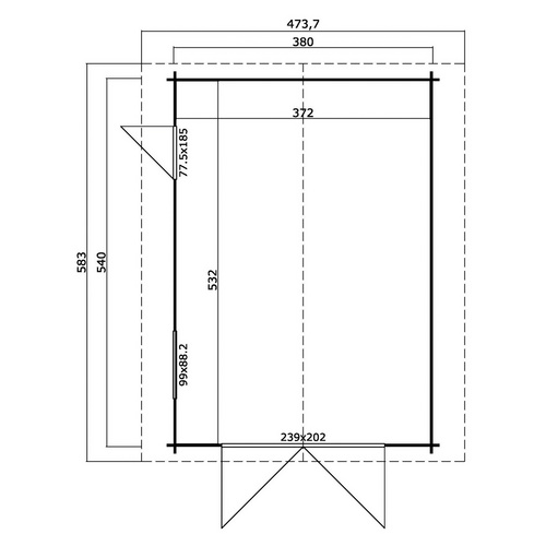 LASITA MAJA Gartenhaus »Yarik«, BxHxT:  473,7 x 273,6 x 583 cm (Außenmaße inkl. Dachüberstand),  Holz - beige |  Fichte  |  19,79 m²