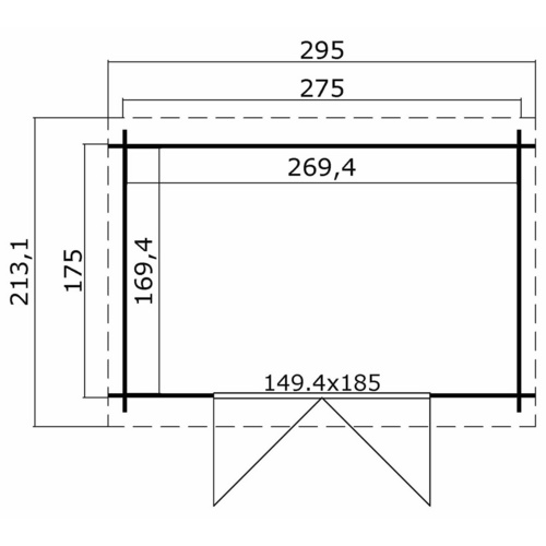 LASITA MAJA Gartenhaus »San Jose«, BxHxT:  295 x 210,9 x 213,1 cm (Außenmaße inkl. Dachüberstand),  Holz - grau |  Fichte  |  4,56 m²