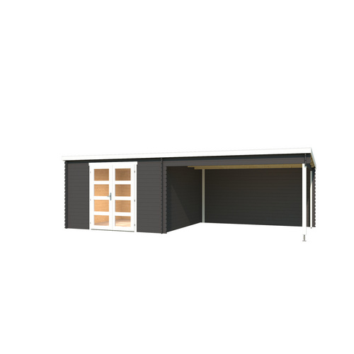 LASITA MAJA Gartenhaus »New Orleans«, BxHxT:  390 x 222,3 x 359,1 cm (Außenmaße inkl. Dachüberstand),  Holz - grau |  Fichte  |  22,85 m²