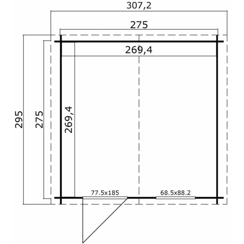 LASITA MAJA Gartenhaus »Nina«, BxHxT:  307,2 x 233,7 x 295 cm (Außenmaße inkl. Dachüberstand),  Holz - grau |  Fichte  |  7,26 m²