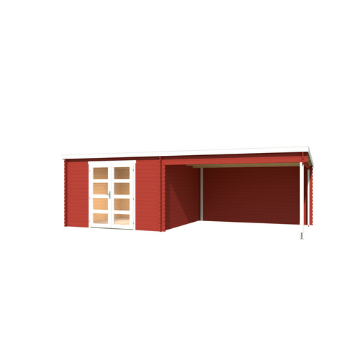 LASITA MAJA Gartenhaus »New Orleans«, BxHxT:  390 x 222,3 x 359,1 cm (Außenmaße inkl. Dachüberstand),  Holz - rot |  Fichte  |  22,85 m²