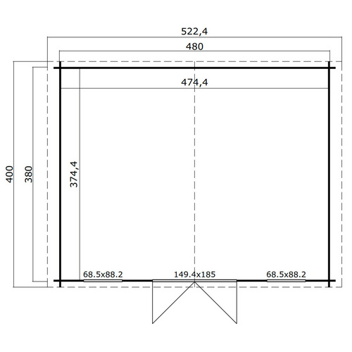 LASITA MAJA Gartenhaus »Udo«, BxHxT:  522,4 x 256,5 x 400 cm (Außenmaße inkl. Dachüberstand),  Holz - rot |  Fichte  |  17,76 m²