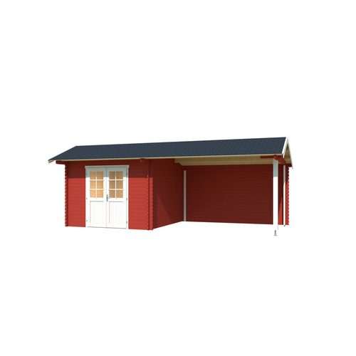 LASITA MAJA Gartenhaus »New york«, BxHxT:  389,3 x 273,6 x 389,3 cm (Außenmaße inkl. Dachüberstand),  Holz - rot |  Fichte  |  19,74 m²