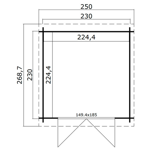 LASITA MAJA Gartenhaus »Indi«, BxHxT:  250 x 210,9 x 268,7 cm (Außenmaße inkl. Dachüberstand),  Holz - beige |  Fichte  |  5,04 m²