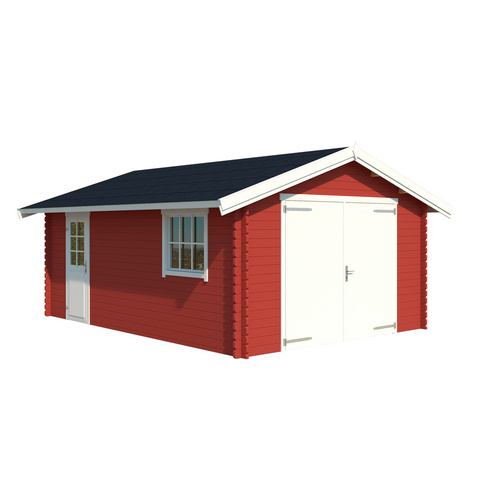 LASITA MAJA Ferienhaus »Yarik«, BxHxT:  473,7 x 273,6 x 583 cm (Außenmaße inkl. Dachüberstand),  Holz - rot |  Fichte  |  19,79 m²