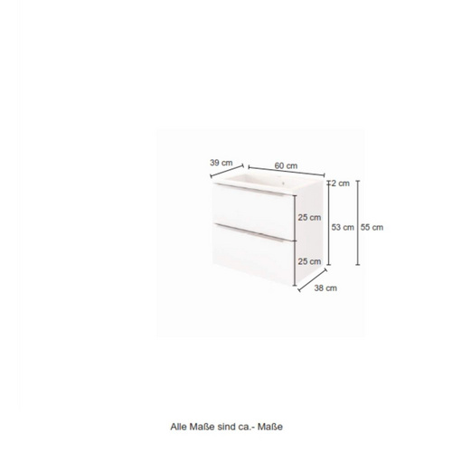 HELD MÖBEL Waschtisch »Garda«, BxHxT: 60 x 54 x 39 cm - weiss