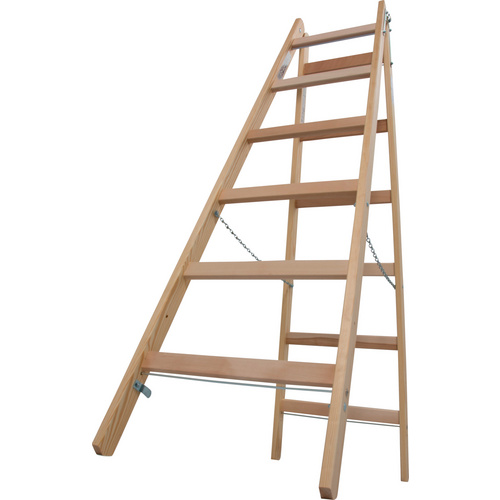 Thumbnail - KRAUSE Sprossen-Doppelleiter »STABILO«, Anzahl Sprossen: 12, aus Holz - braun
