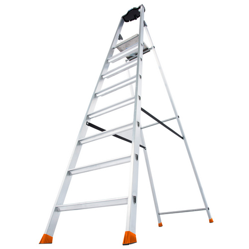 Thumbnail - KRAUSE Stufen-Stehleiter »MONTO Solido«, 8 Sprossen, Aluminium - silberfarben