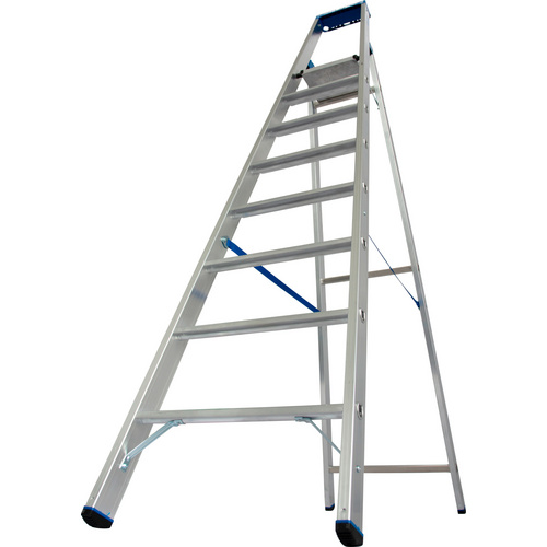 Thumbnail - KRAUSE Stufen-Stehleiter »STABILO«, 8 Sprossen, Aluminium - silberfarben