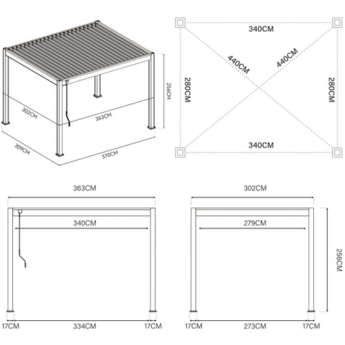 weide Pavillon, BxH: 360 x 255 cm, graph...