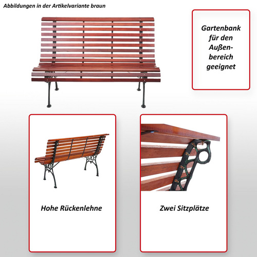Thumbnail - MVG Gartenbank »MVG-F97«, Gusseisen/Holz, 2-Sitzer, BxHxT: 122 x 80 x 70 cm - braun