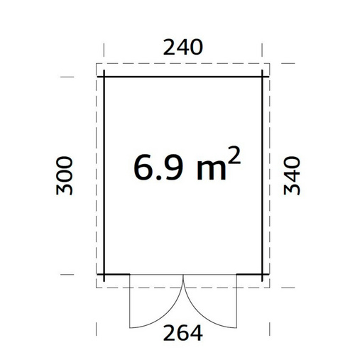PALMAKO Blockbohlenhaus »Ella«, Holz, BxHxT: 264 x 214 x 340 cm (Außenmaße inkl. Dachüberstand) - braun |  Fichte  |  7,2 m²