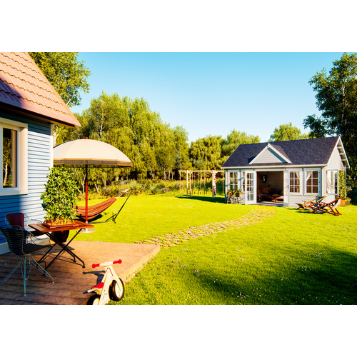 PALMAKO Gartenhaus »Claudia«, Aufstellmaße BxTxH: 574 x 424 x 363 cm, lackiert, Holz - grau |  Fichte