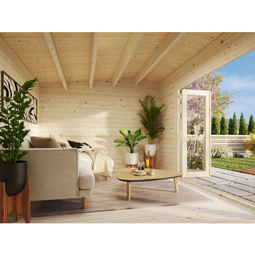 Thumbnail - PALMAKO Blockbohlenhaus »Ines«, Holz, BxHxT: 524 x 249 x 300 cm (Außenmaße inkl. Dachüberstand) - braun
