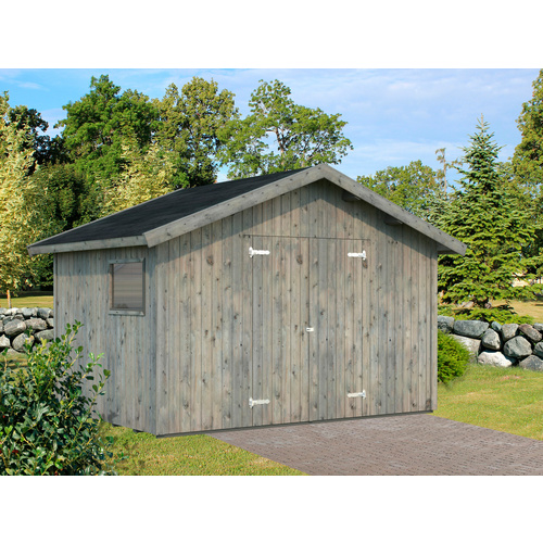 Thumbnail - PALMAKO Gerätehaus »Nils«, Holz, BxHxT: 392 x 259 x 239 cm (Außenmaße inkl. Dachüberstand) - grau