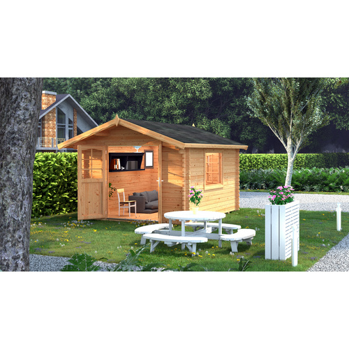 Thumbnail - PALMAKO Blockbohlenhaus »Sally«, Holz, BxHxT: 362 x 263 x 360 cm (Außenmaße inkl. Dachüberstand) - braun