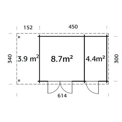 Palmako Gartenhaus "Ella" 13,1+3,9 m², mit Anbaudach