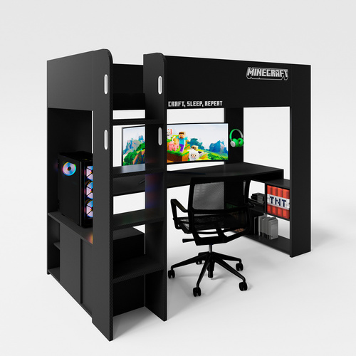 PHOENIX Bett »MINECRAFT«, BxLxH: 96 x 226,5 x 181 cm - schwarz