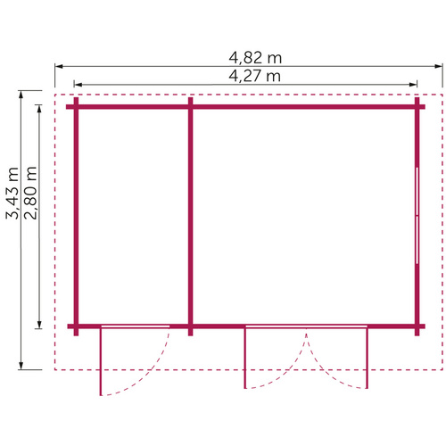 Mr. GARDENER Ferienhaus »Belmont 2«, Holz, BxHxT: 480 x 270 x 280 cm (Außenmaße inkl. Dachüberstand) - beige |  Fichte  |  11,96 m²