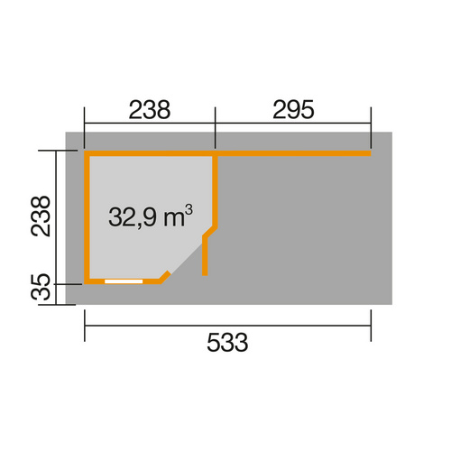 Thumbnail - WEKA Gartenhaus »213 Plus Gr.1 B«, Holz, BxT: 584 x 238 cm (Außenmaße inkl. Dachüberstand) - rot