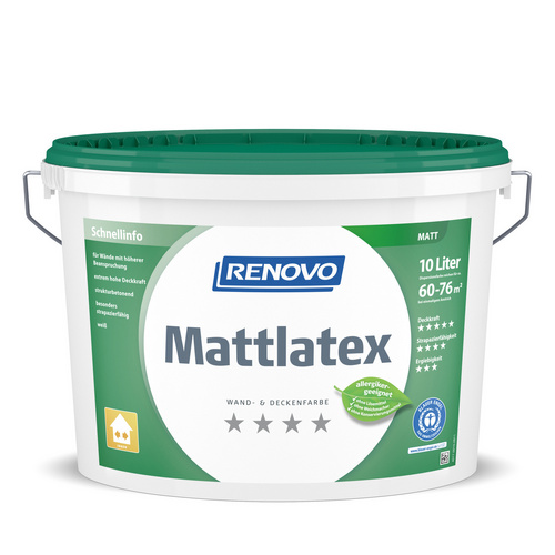 RENOVO Wand- und Deckenfarbe »Mattlatex«, weiss, 10 l