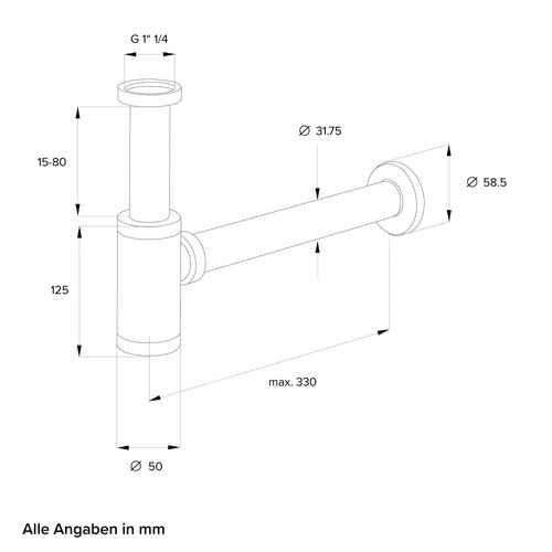 Thumbnail - Chris Bergen Design-Siphon, Messing, 1 1/4", chromfarben - silberfarben