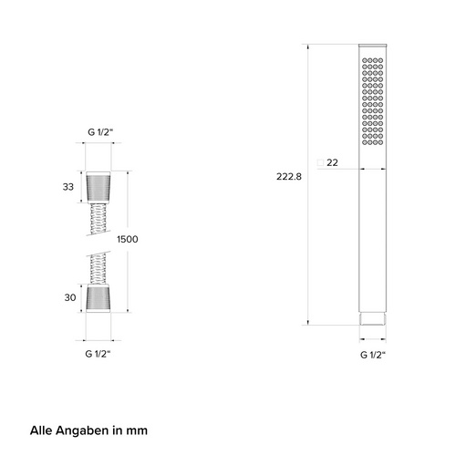 Thumbnail - Chris Bergen Handbrause mit Brauseschlauch, chrom, Länge Brauseschlauch: 150 cm - silberfarben