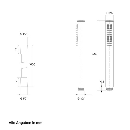 Thumbnail - Chris Bergen Handbrause mit Brauseschlauch, schwarz matt, Länge Brauseschlauch: 160 cm