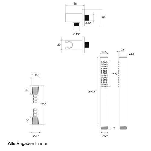 Thumbnail - Chris Bergen Brausegarnitur-Set, chrom, Länge Brauseschlauch: 150 cm - silberfarben
