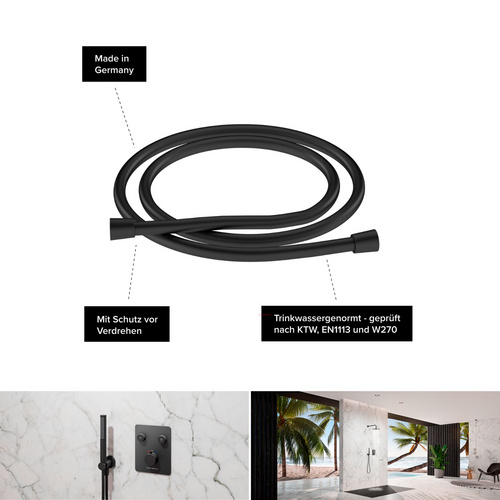 Thumbnail - Chris Bergen Handbrause mit Brauseschlauch, schwarz matt, Länge Brauseschlauch: 160 cm