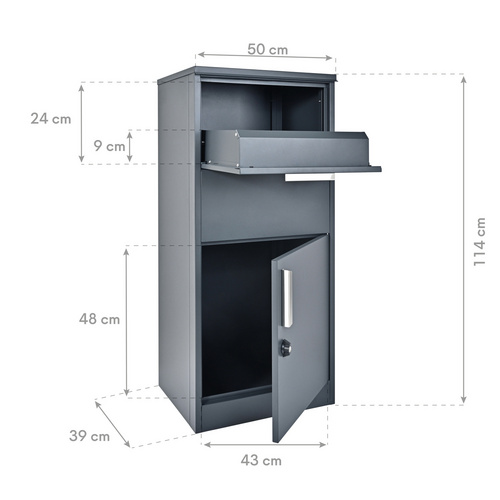 Thumbnail - Westmann Paketkasten »Pepe«, BxHxT: 50 x 114 x 39 cm, anthrazit, Stahl - grau