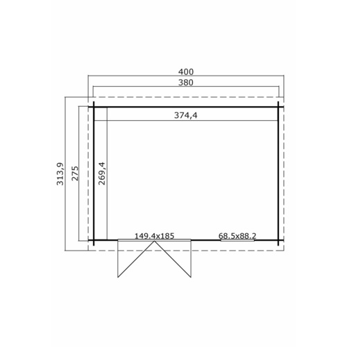 LASITA MAJA Gartenhaus »Amira«, BxHxT:  400 x 210,9 x 313,9 cm (Außenmaße inkl. Dachüberstand),  Holz - beige |  Fichte  |  10,09 m²
