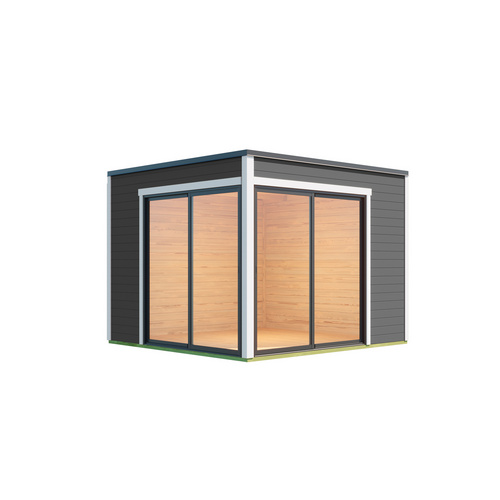 LASITA MAJA Blockbohlenhaus »Palermo«, BxHxT: 300 x 239,4 x 300 cm (Außenmaß inkl. Dachüberstand), grau |  Holz