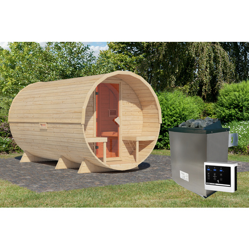 KARIBU Fasssauna »Lauvas 3«, 224x389x2...