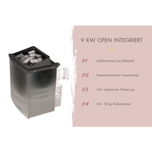 Thumbnail - KARIBU Sauna »Käsma«, BxTxH: 170 x 151 x 198 cm, 9 kW Ofen, für 4 Personen - braun