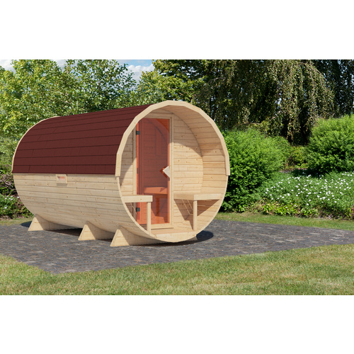 KARIBU Fasssauna »Lauvas 3«, 224x389x2... KARIBU Fasssauna »Lauvas 3«, 224x389x2...