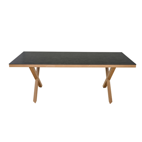 SIENA GARDEN Dining-Tisch »Catania«, 200x74x90 cm, Aluminium/Keramikpulver beschichtet, Teak-Optik/Dark Concrete - schwarz
