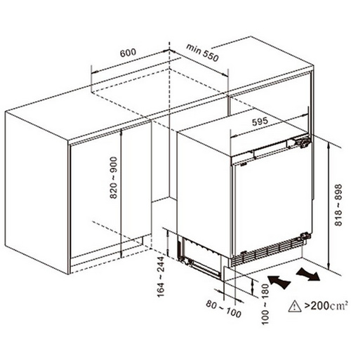 Thumbnail - PKM Unterbau-Kühlschrank »KS117UBE«, BxHxL: 59,5 x 81,8 x 54,5 cm, Unterbaugerät - weiss