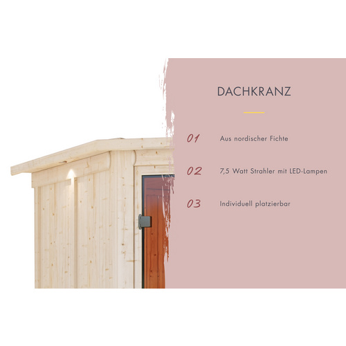 Thumbnail - KARIBU Sauna »Turgel«, BxTxH: 173 x 159 x 191 cm, 3,6 kW Ofen, für 4 Personen - braun