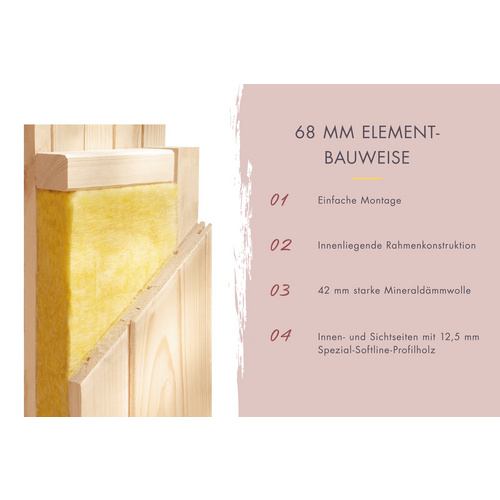 Thumbnail - KARIBU Sauna »Rappel«, BxTxH: 231 x 196 x 198 cm, ohne Ofen, für 5 Personen - braun